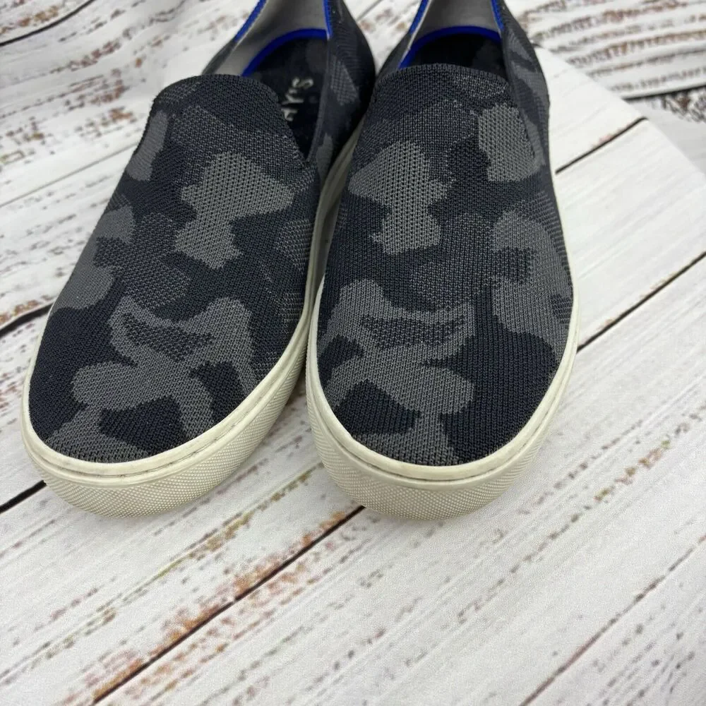 Rothys The Original Slip On Sneaker Womens Size 7 Gray Black Camo Knit‎ Shoes